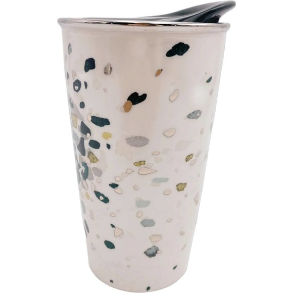 2014 Starbucks Dot Collection 12 oz Metallic Flecks Abstract Ceramic Tumbler Cup - Picture 3 of 6